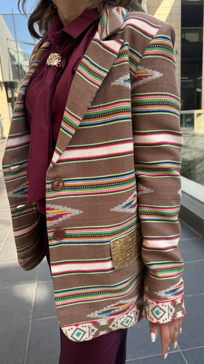 35983 Jacquard Jacket - Brown Loft