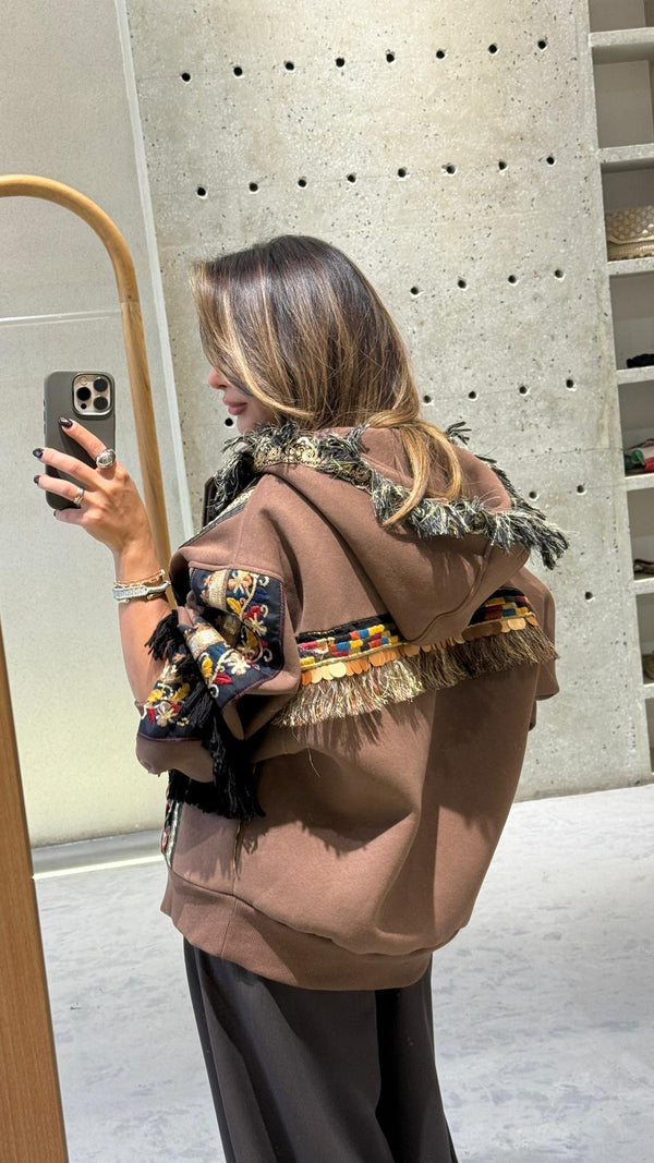 35439 Zip Up Hooded Sweatshirt Jacket سترة رياضية بغطاء رأس وسحاب