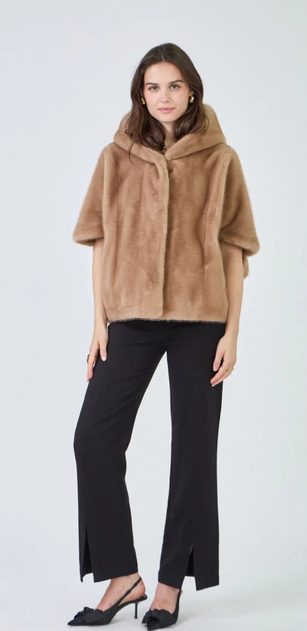 Leonie سترة من الفرو الصناعي بغطاء للرأس