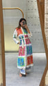 33656 Patchwork Print Long Dress فستان طويل مطبوع بنقشة مرقعة - Brown Loft