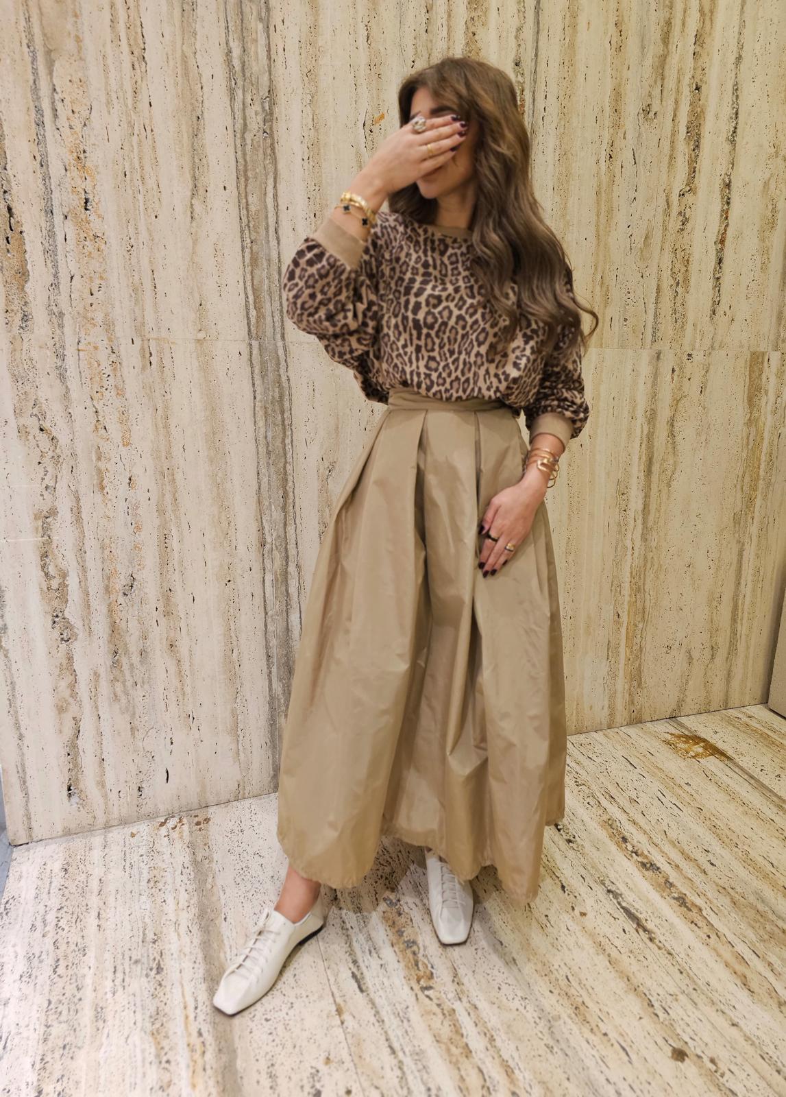 HM4547 Pleated Balloon Waterproof Skirt - Brown Loft