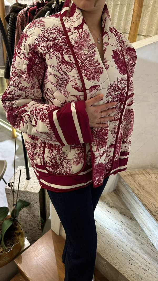 KE7903 Quilted Safari Printed Jacket سترة مبطنة مطبوعة بنقشة سفاري