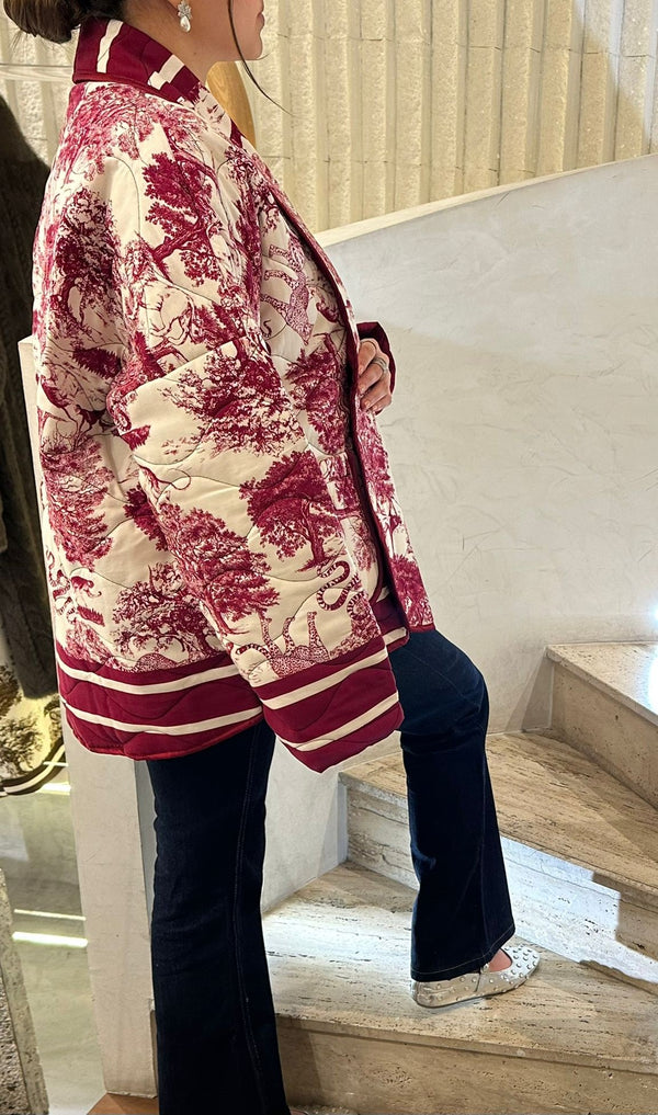 KE7903 Quilted Safari Printed Jacket سترة مبطنة مطبوعة بنقشة سفاري