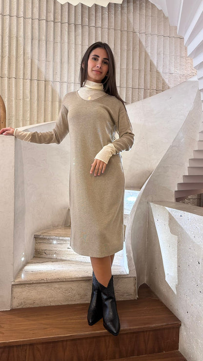 Knit Long Dress - 24W-3023 - Brown Loft