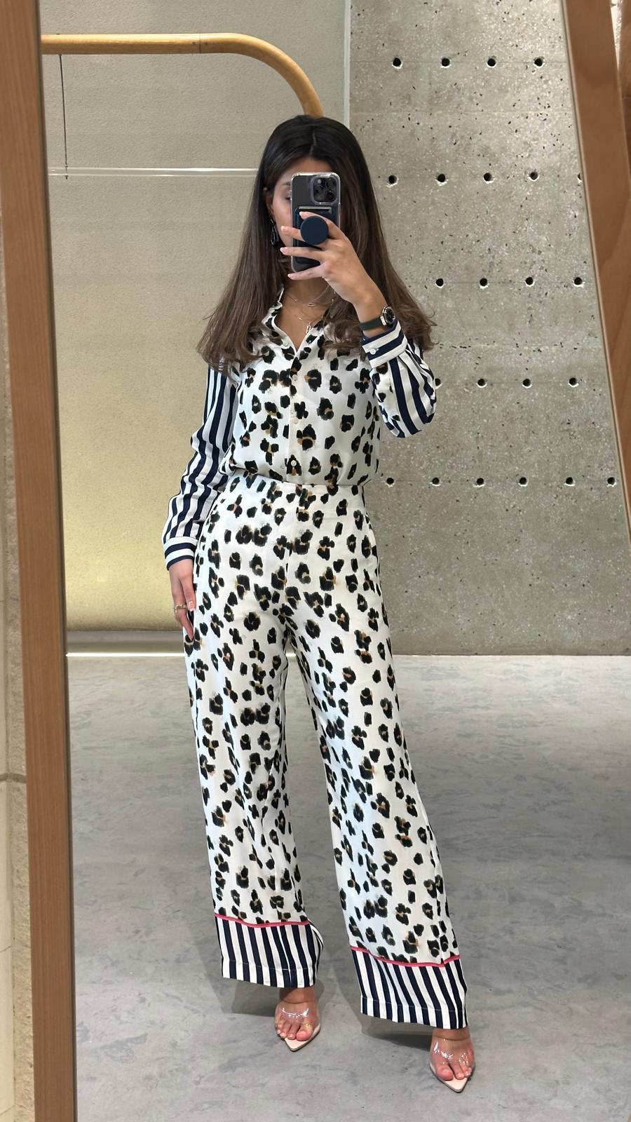 Leopard Print Satin Pants - 32472 - Brown Loft