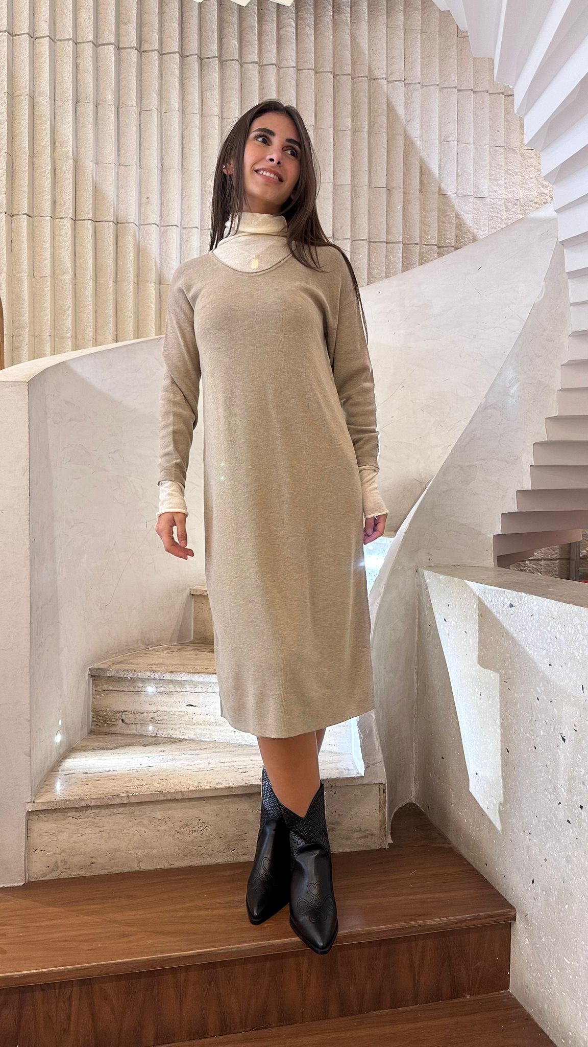 Knit Long Dress - 24W-3023 - Brown Loft