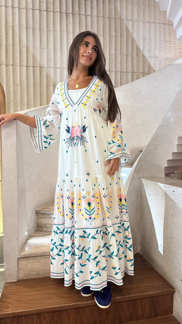 Long Embroidered Kaftan Dress - AWSS-378/24