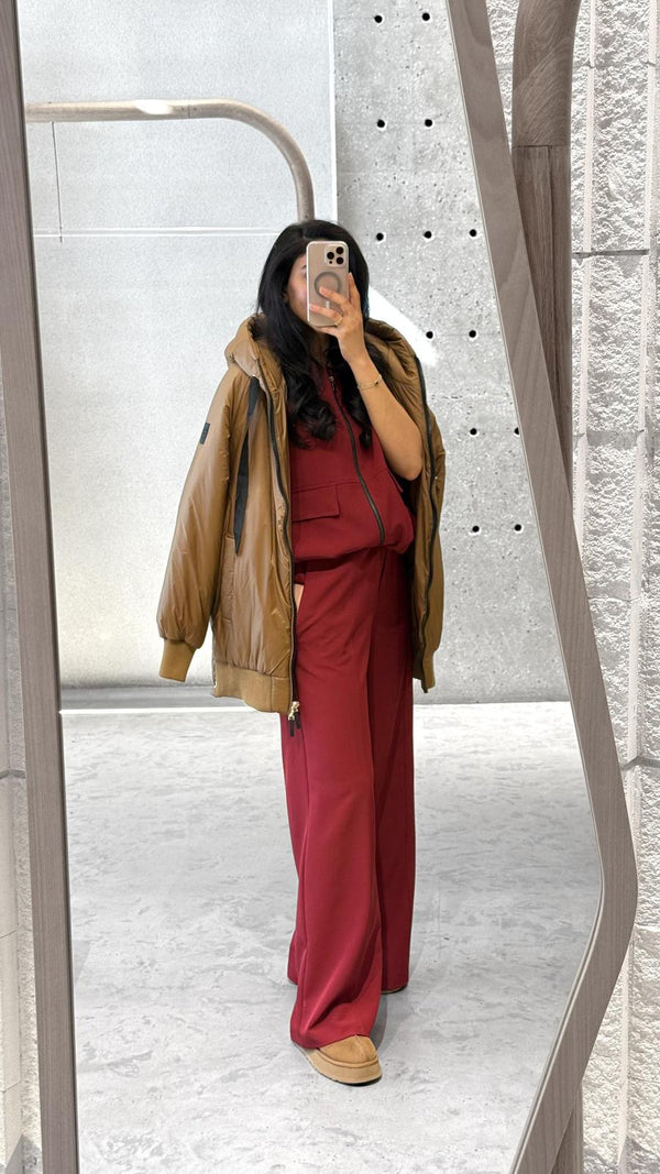54-1025/5043 Sleeveless Jacket and Wide Leg Pants سترة بدون أكمام وبنطال واسع الساقين