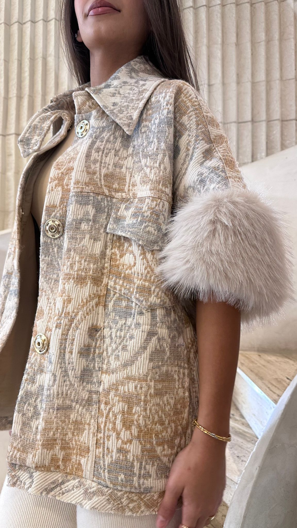 5WB/AB9/H841 Oversized Short Coat - Brown Loft