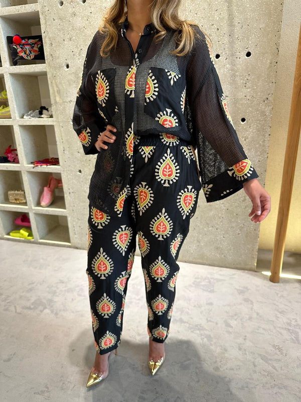 Ethnic Embroidered Cropped Pants