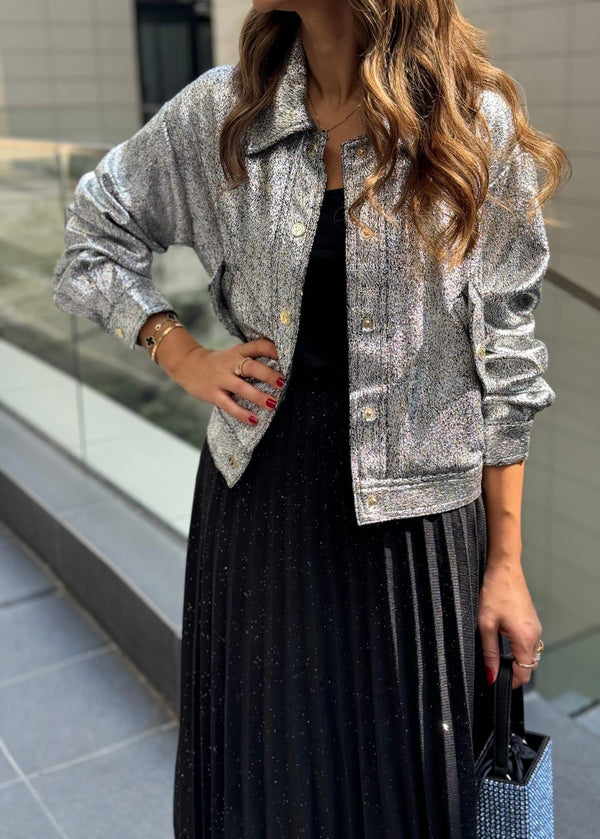 COB0S6021 (Glitter Pleated Skirt) تنورة مطوية بريق