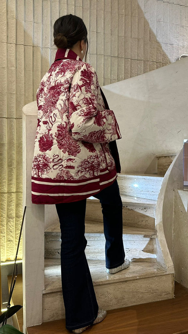 KE7903 Quilted Safari Printed Jacket سترة مبطنة مطبوعة بنقشة سفاري