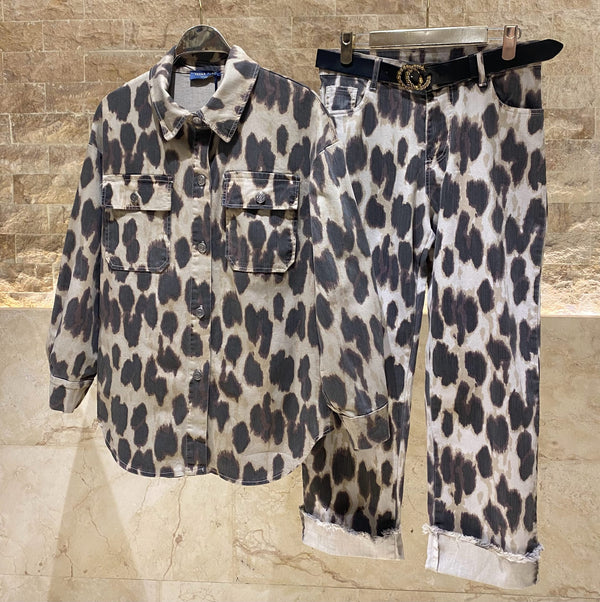 CVA223606/823700  Leopard Shirt and Pants قميص وبنطال بنقشة جلد النمر