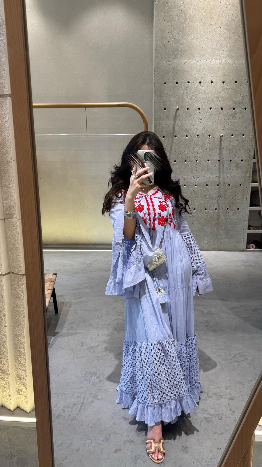 AWD-2020 Blue Kaftan Dress - Brown Loft