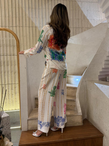 33652 Wide Leg Tropical Prints Pant