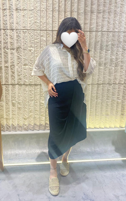 25S-7016 Side Zippered Asymmetrical Tencel Drape Skirt - Brown Loft