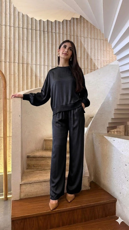 Oversized Satin Top – DB13993VS - Brown Loft