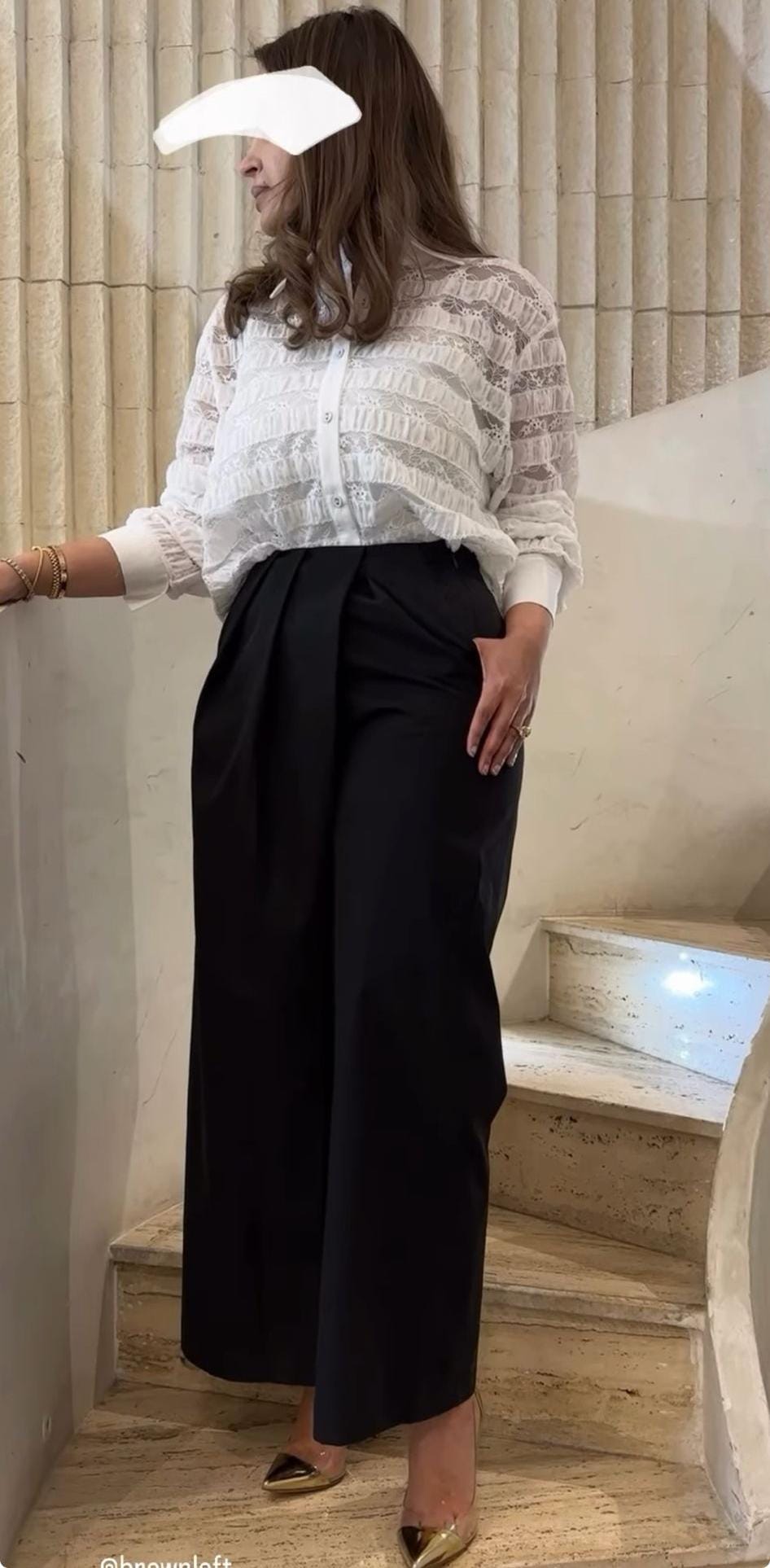 بنطلون واسع بخصر مطاطي مع سحاب جانبي MS2614025.00N
