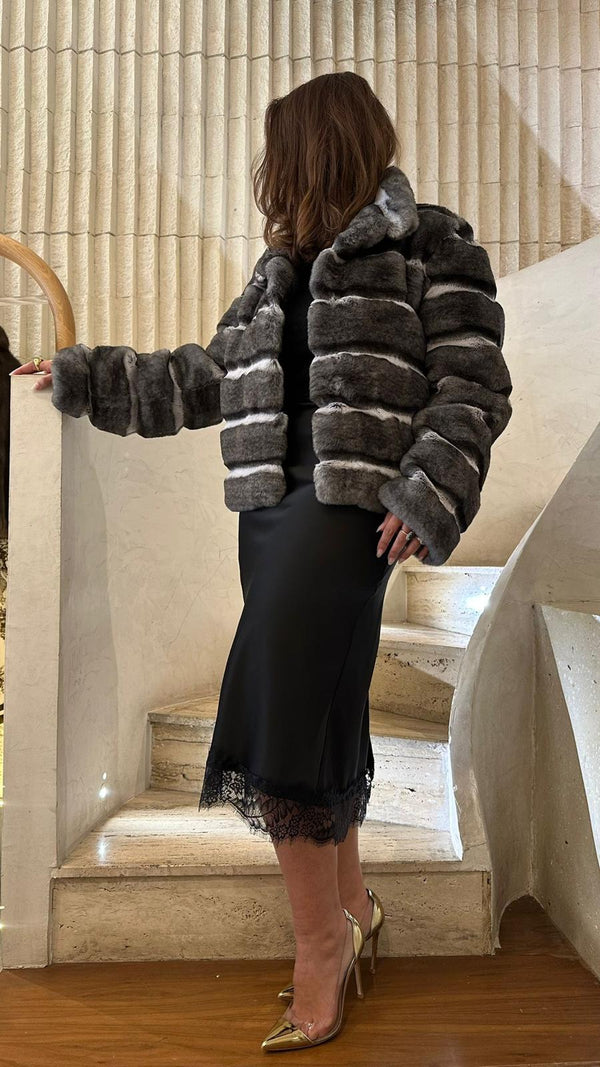 Bianca سترة من الفرو الصناعي على طراز شينشيلا