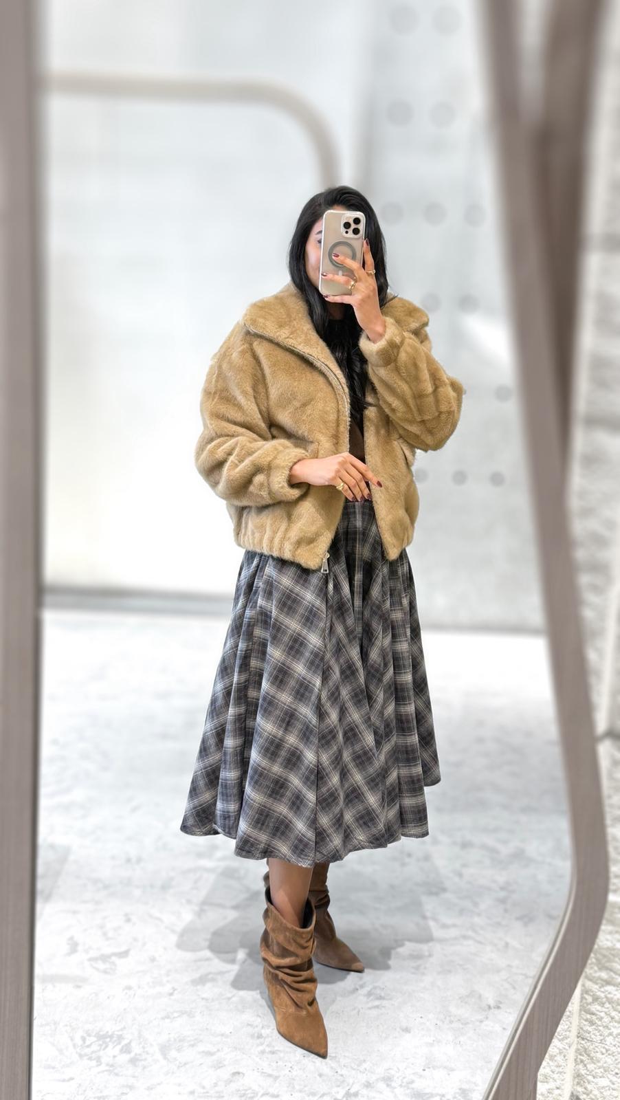 Alba Oversized Faux Fur Jacket - Brown Loft
