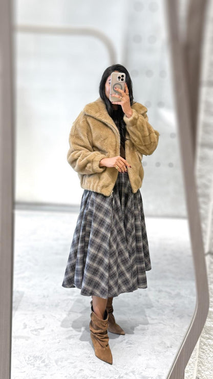 Alba Oversized Faux Fur Jacket - Brown Loft