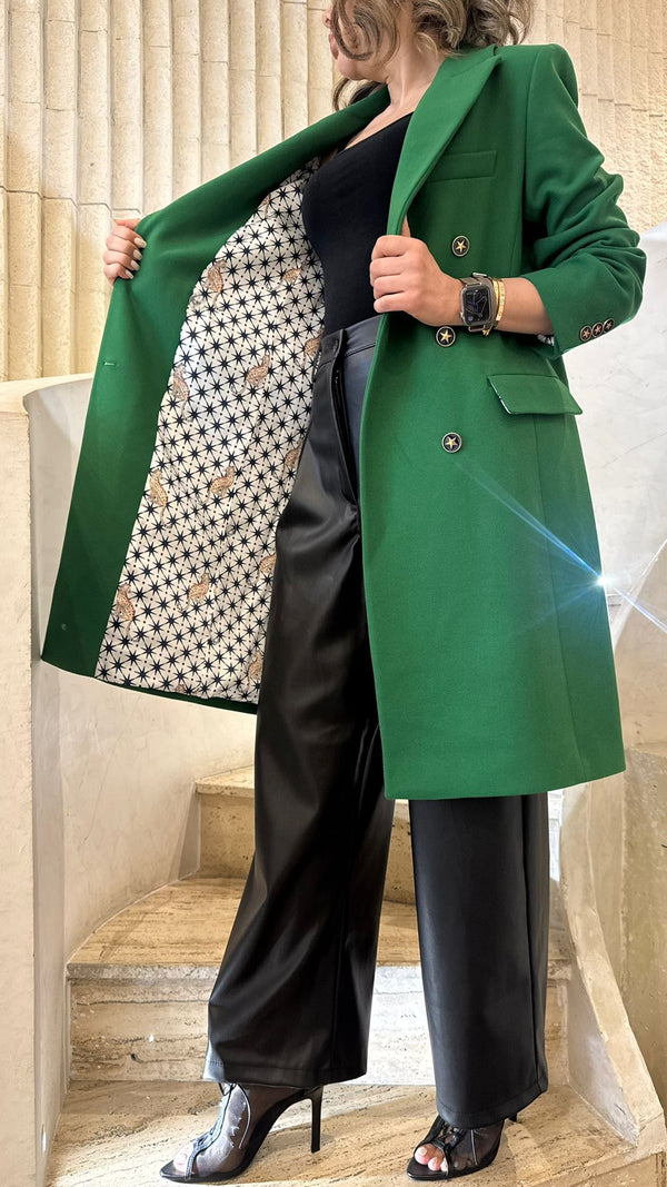 32862 Double Breasted Straight Cut Coat معطف مستقيم الصدر مزدوج القطع