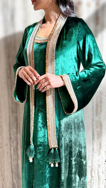 Velvet Pearl Set Dress and Cardigan - Brown Loft