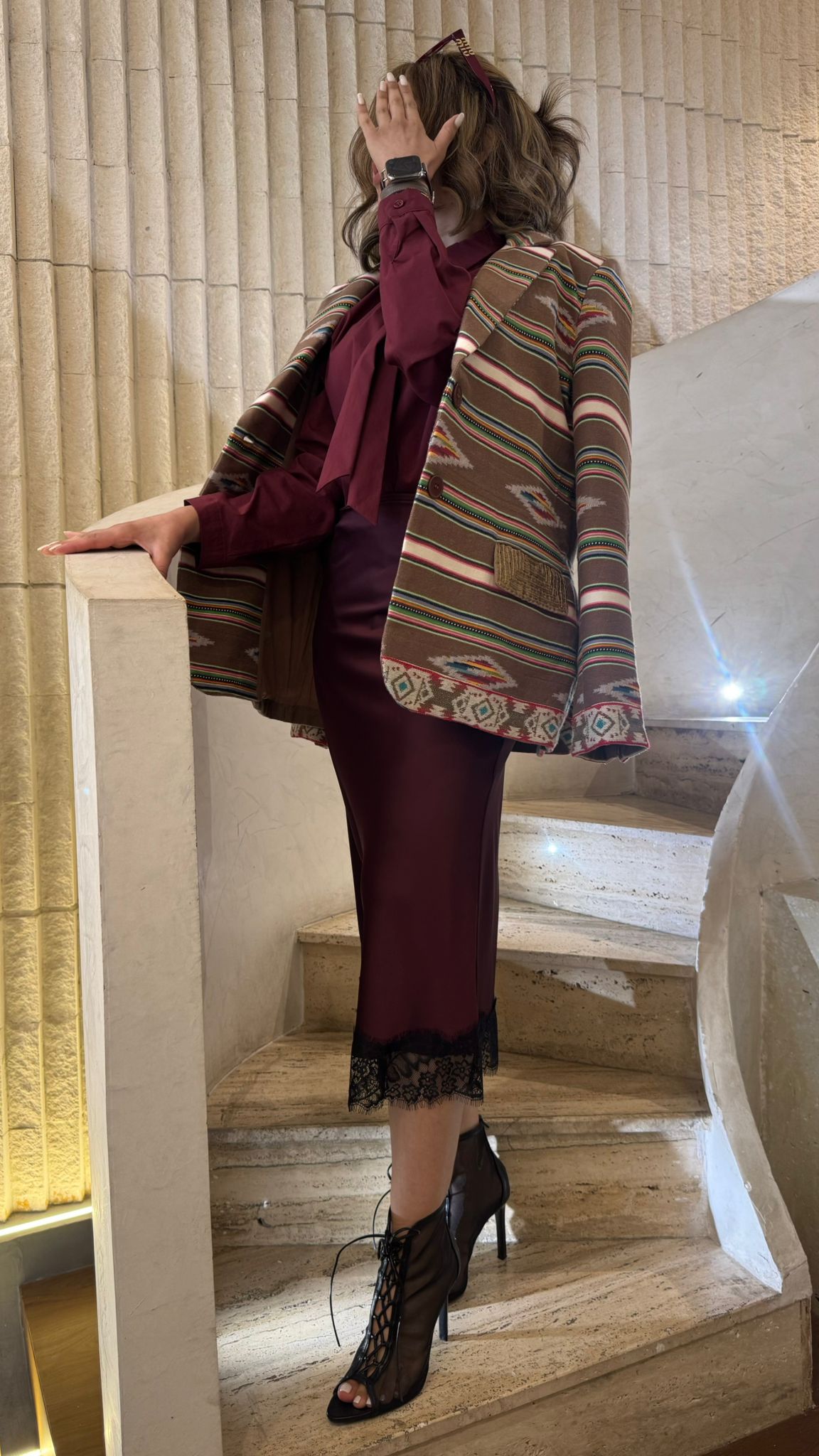 35983 Jacquard Jacket - Brown Loft