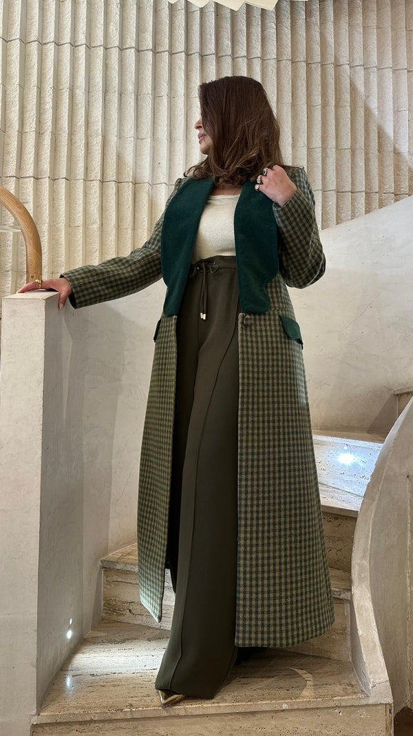 Gaspari معطف منقوش من المخمل بياقة مربعة