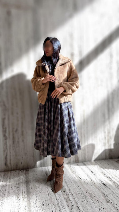 Alba Oversized Faux Fur Jacket - Brown Loft