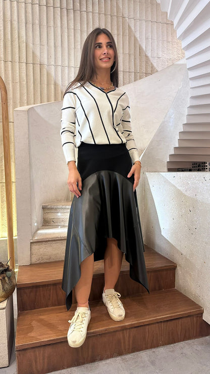5WB/AA6/E012 Asymmetrical Faux Leather Skirt - Brown Loft