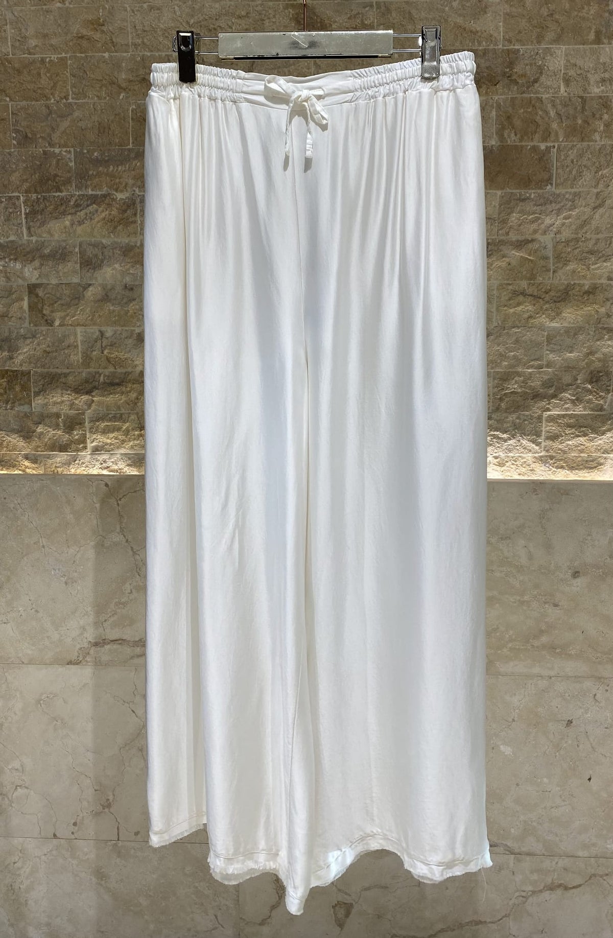 MJ33123 High Waist Wide Leg Satin Pants - Brown Loft