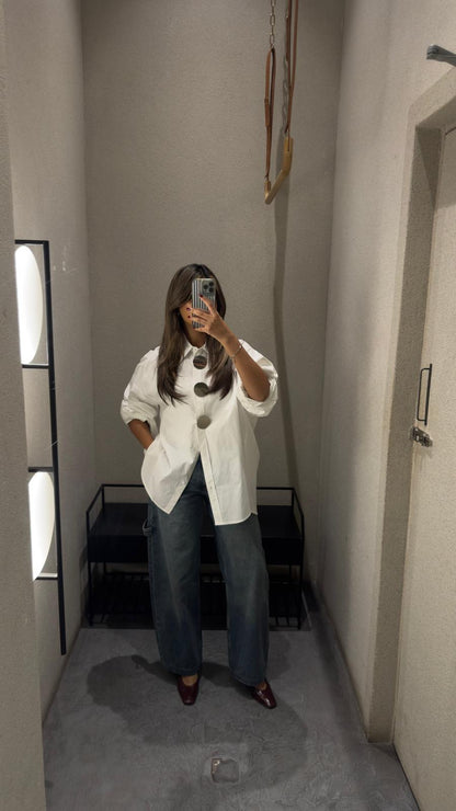 MJ264782 Shirt Collared Oversized Shirt - Brown Loft
