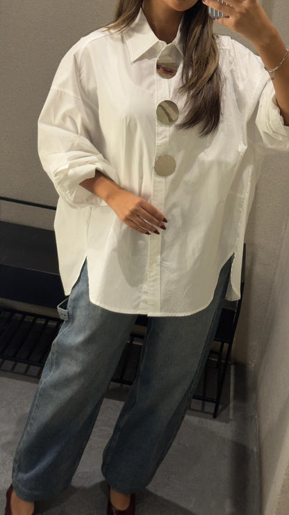 MJ264782 Shirt Collared Oversized Shirt - Brown Loft
