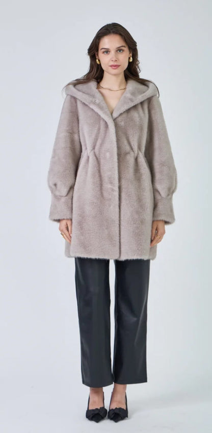 Lisa - Faux Fur Long Coat - Brown Loft
