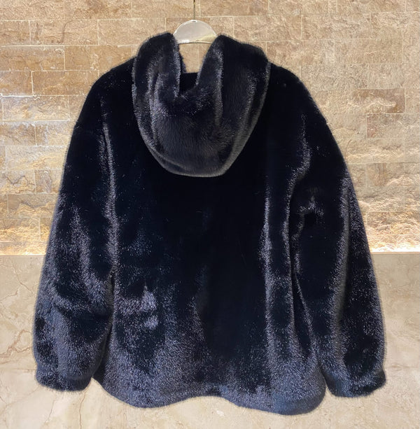 Selena - Faux Fur Hooded Coat معطف بغطاء رأس من الفرو الصناعي