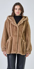 Selena - Faux Fur Hooded Coat - Brown Loft