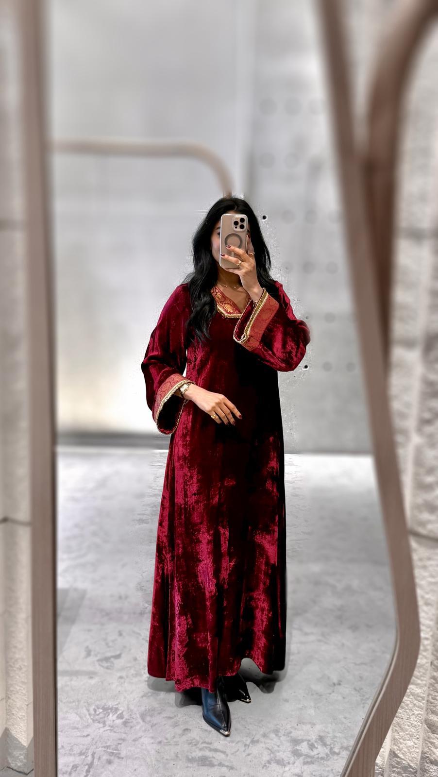 Velvet Fringe Kaftan - Brown Loft