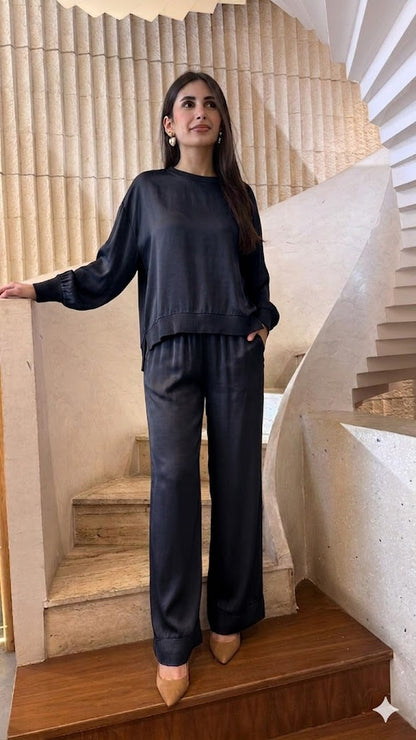 Oversized Satin Top – DB13993VS - Brown Loft