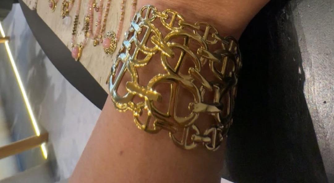 BRA212059 Nautical Mesh Chain Cuff Bracelet - Brown Loft