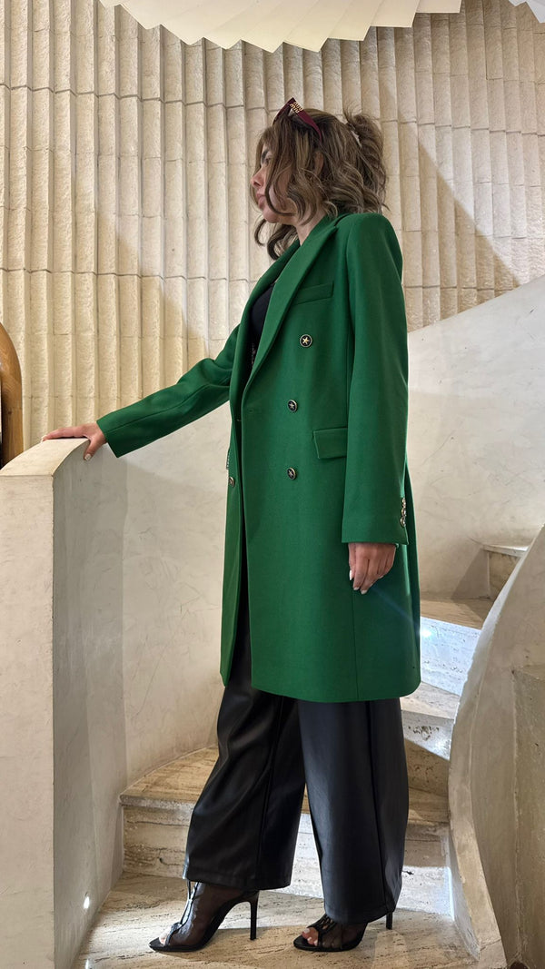 32862 Double Breasted Straight Cut Coat معطف مستقيم الصدر مزدوج القطع