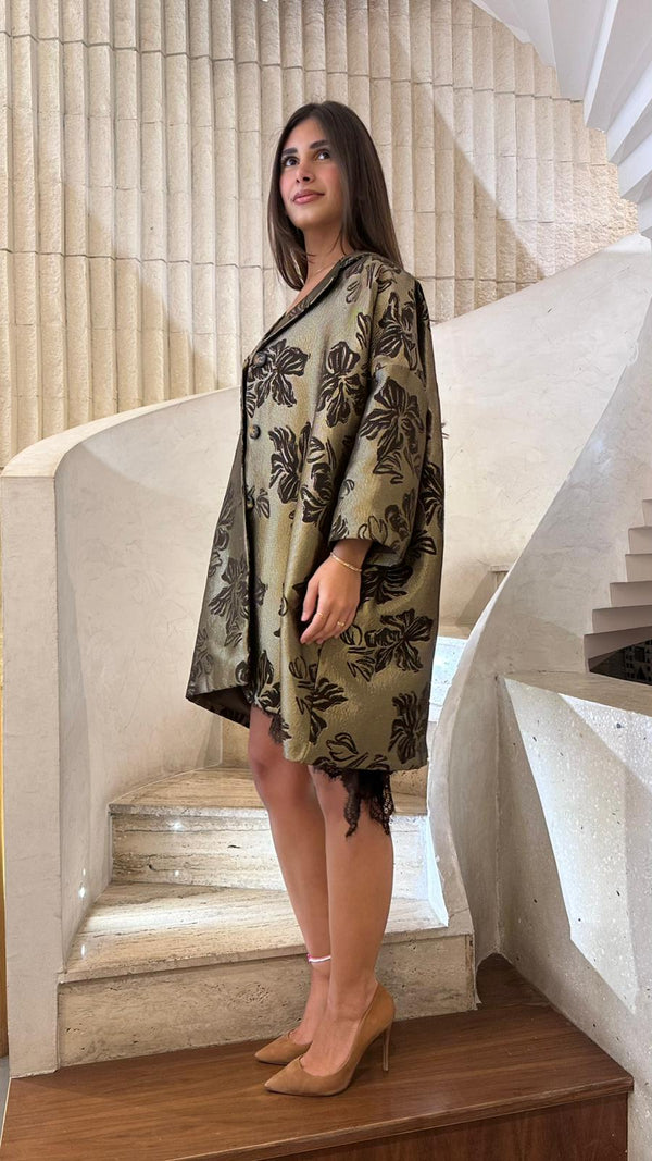 TDM68925 سترة جاكار برونزية كبيرة الحجم