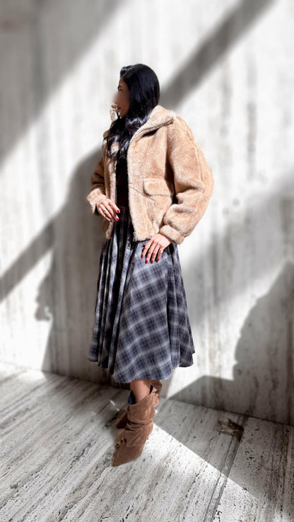 Alba Oversized Faux Fur Jacket - Brown Loft
