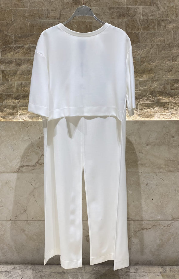 54-2041 Boat Neckline Long Back Top بلوزة طويلة الظهر بفتحة رقبة على شكل قارب