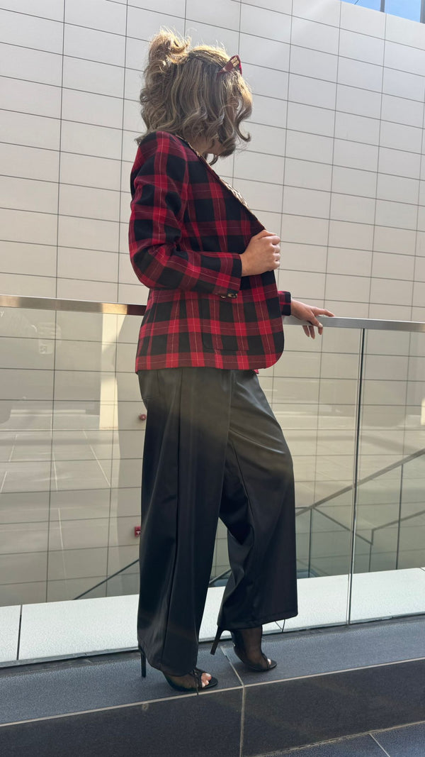 2502013 Animal Print Tartan  Jacket سترة تارتان بطبعة حيوانية