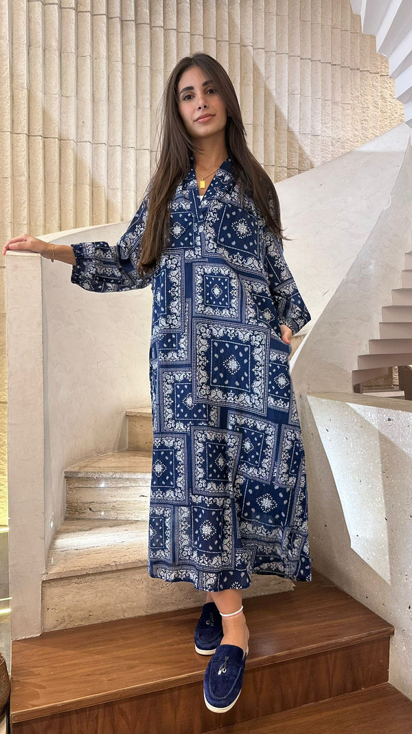 66954 Bandana فستان كبير الحجم بطبعة باندانا