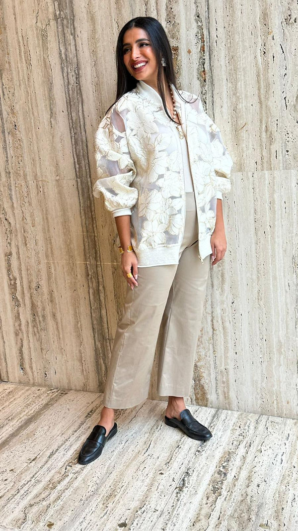 43-5127 Cropped Gabardine Wide Leg Pants بنطال جبردين قصير بأرجل واسعة