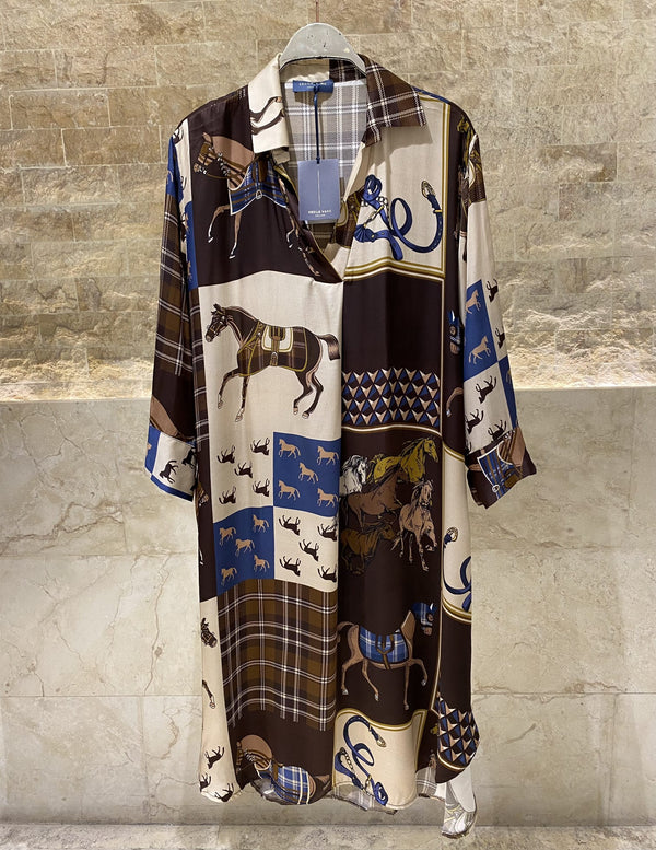 KD6120VS-30 Horse Print Satin Dress فستان ساتان بطبعة حصان