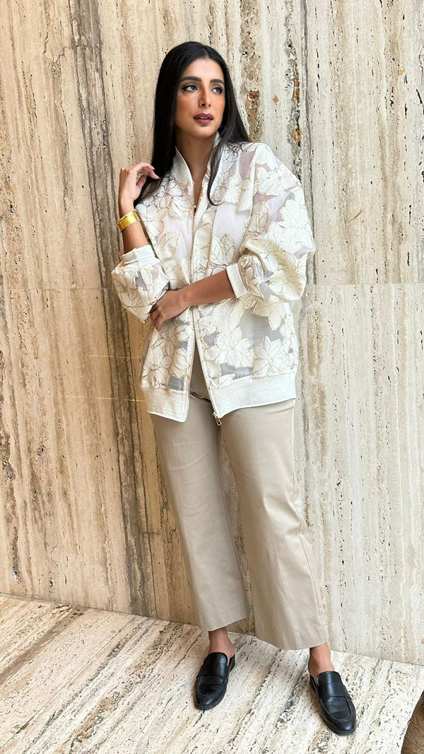 43-5127 Cropped Gabardine Wide Leg Pants بنطال جبردين قصير بأرجل واسعة