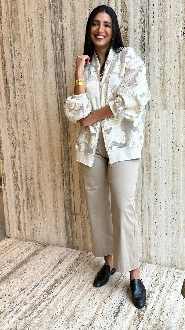 43-5127 Cropped Gabardine Wide Leg Pants بنطال جبردين قصير بأرجل واسعة